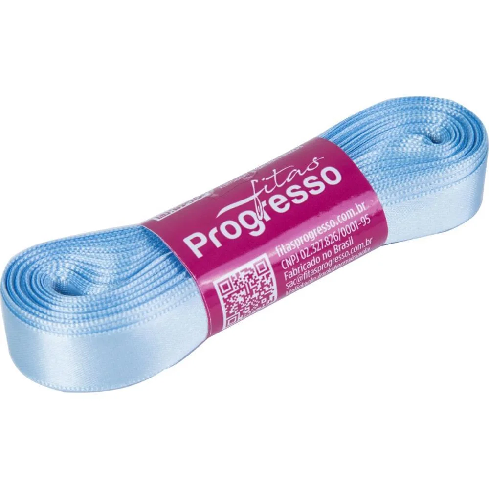 Fita De Cetim 15Mm 10M. Azul Bebe 212 Fitas Progresso - imagem 2