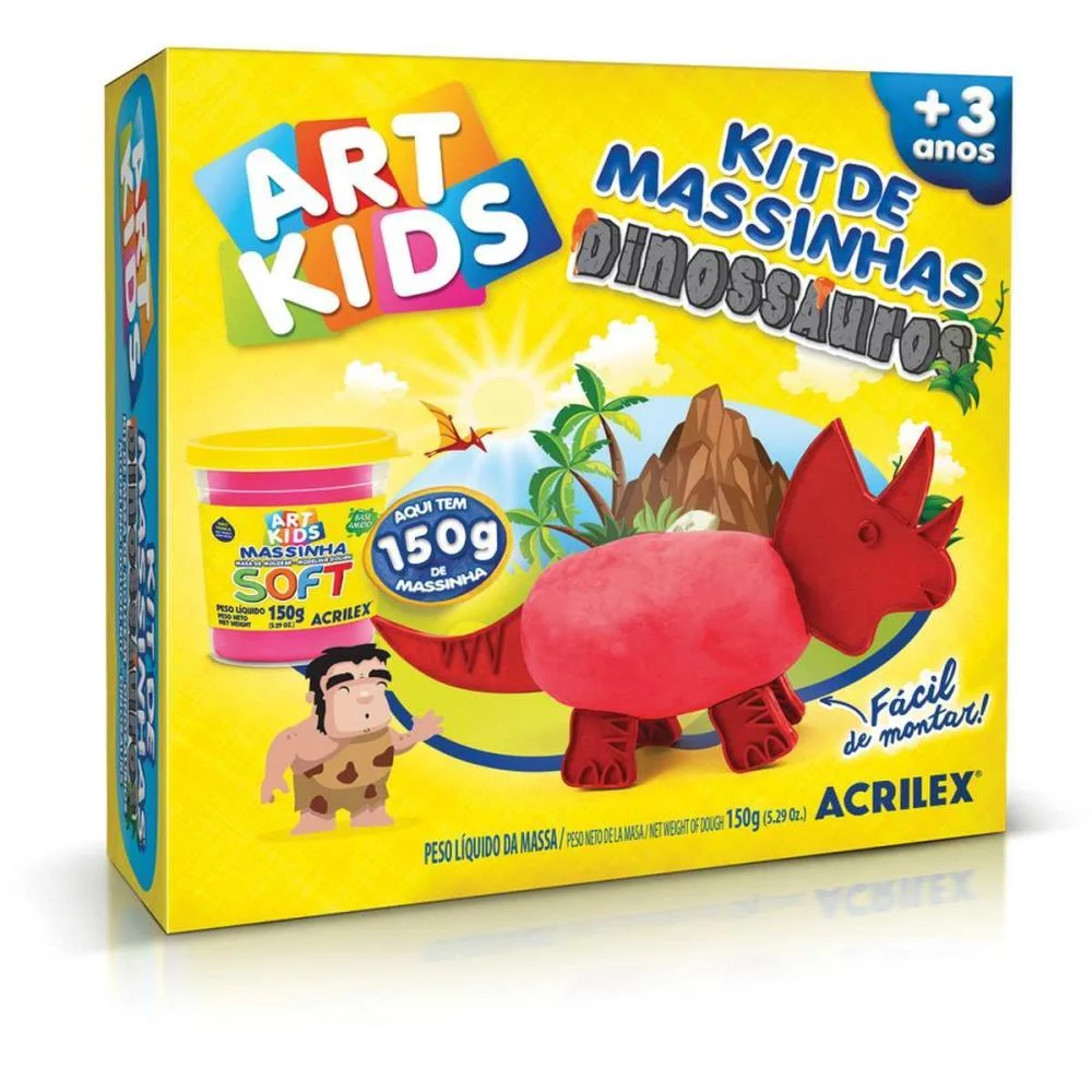 Massa Para Modelar Criativa Art Kids Dinossauro 3 Vermelho Acrilex - imagem 4