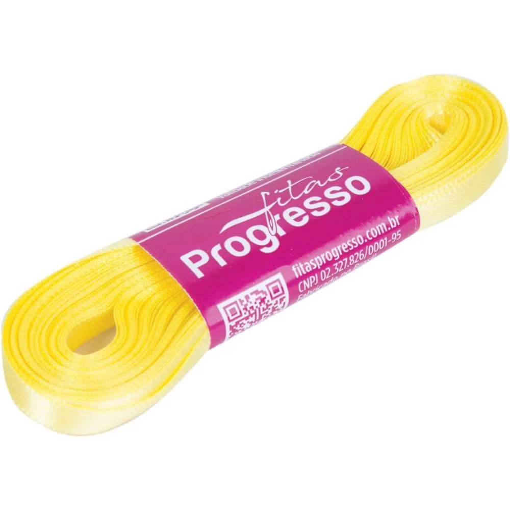 Fita De Cetim 07Mm 10M. Amarelo Canari 242 Fitas Progresso - imagem 2