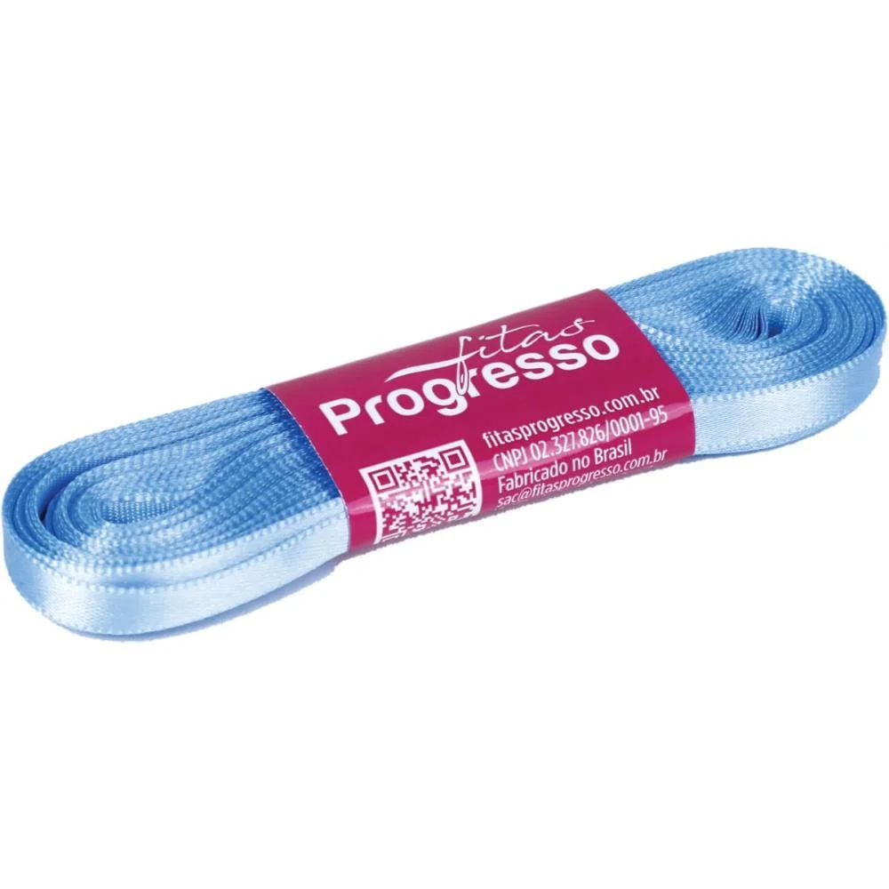Fita De Cetim 07Mm 10M. Azul Celeste 246 Fitas Progresso - imagem 2