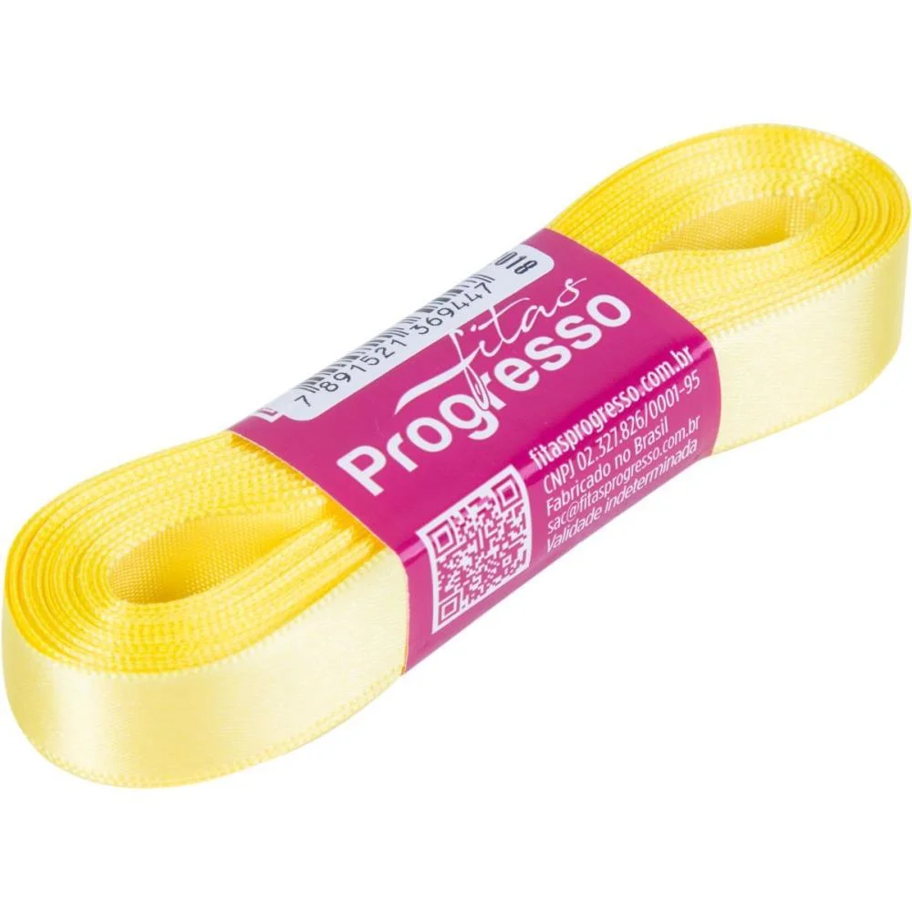 Fita De Cetim 15Mm 10M. Amarelo Canari 242 Fitas Progresso - imagem 2