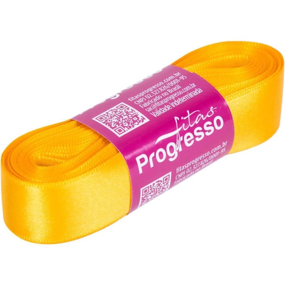 Fita De Cetim 22Mm 10M. Amarelo Ouro 038 Fitas Progresso - imagem 3