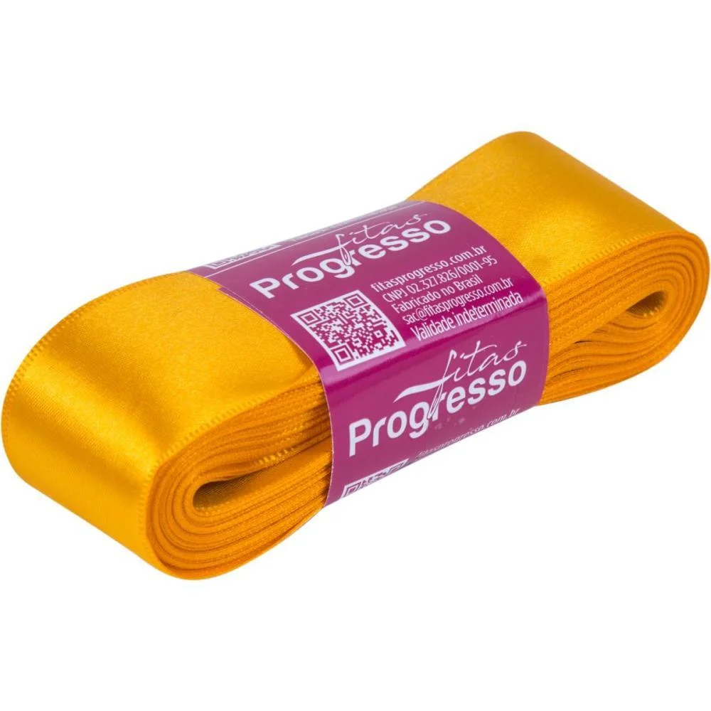 Fita De Cetim 38Mm 10M. Amarelo Ouro 038 Fitas Progresso - imagem 3