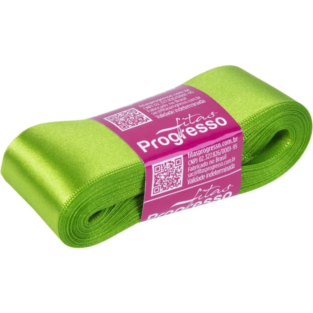 Fita De Cetim 38Mm 10M. Verde Folha 677 Fitas Progresso - imagem 2