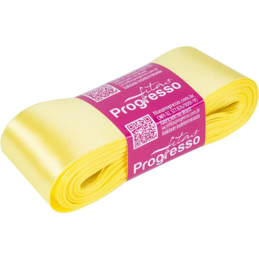 Fita De Cetim 38Mm 10M. Amarelo Canari 242 Fitas Progresso - imagem 3