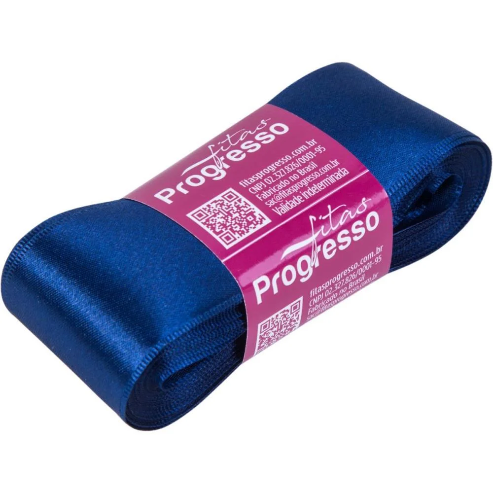 Fita De Cetim 38Mm 10M. Azul Marinho 215 Fitas Progresso - imagem 2