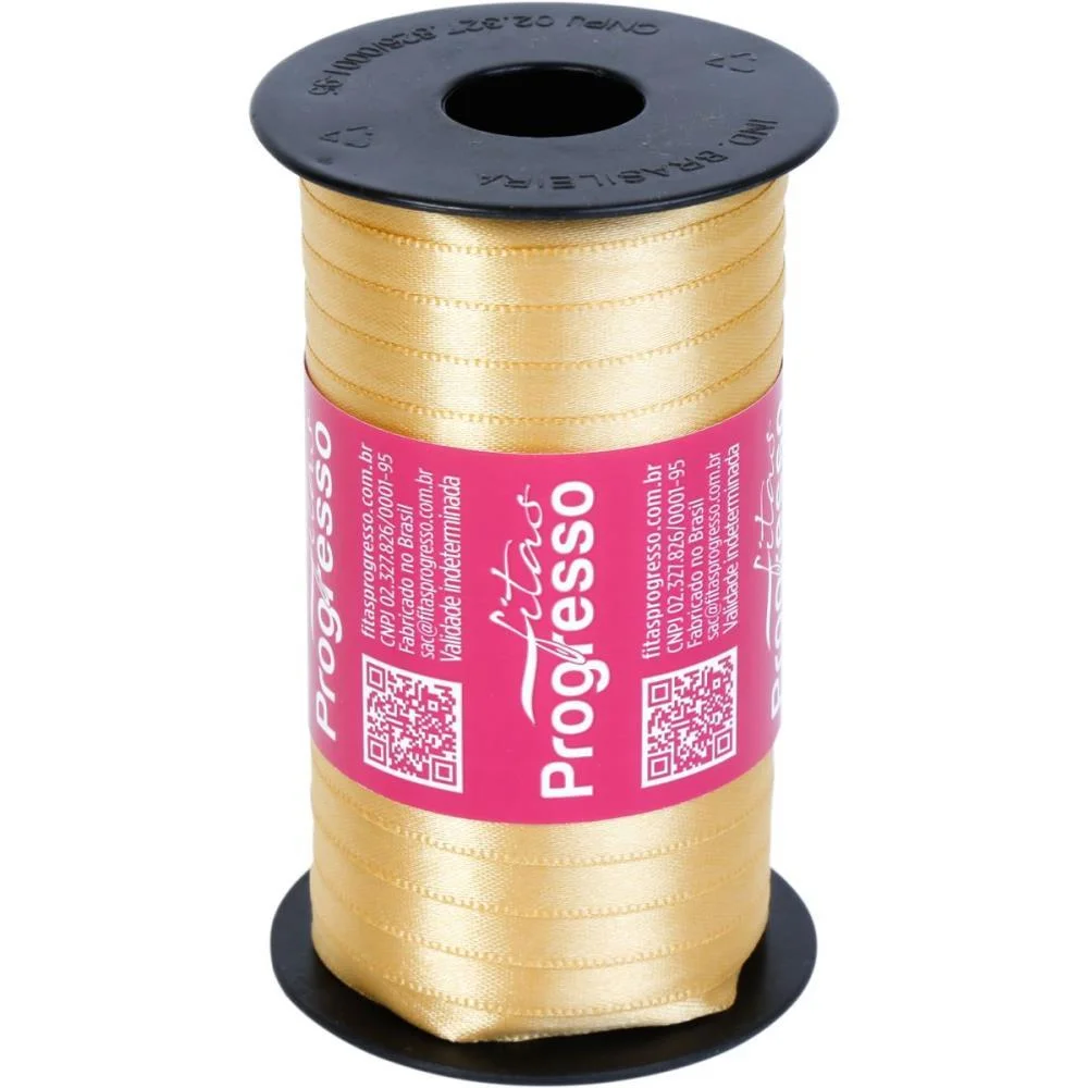 Fita De Cetim 07Mm 100M. Ouro 228 Fitas Progresso (Carretel) - imagem 3