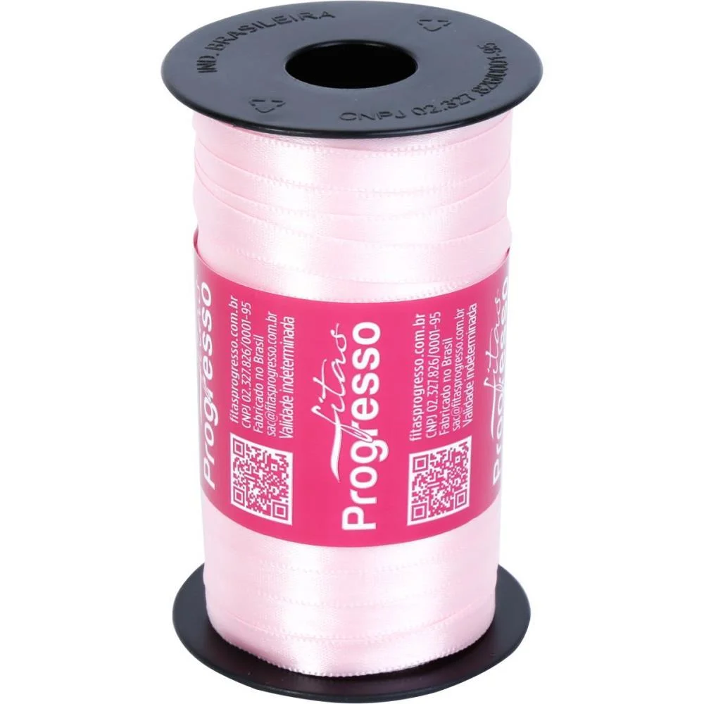 Fita De Cetim 07Mm 100M. Rosa Bebe 310 Fitas Progresso (Carretel) - imagem 3