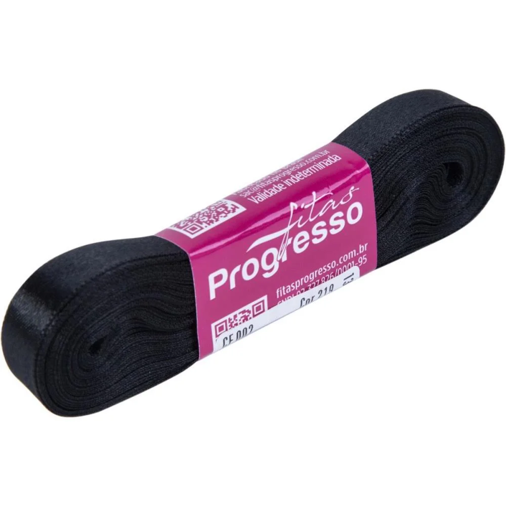 Fita De Cetim 10Mm 10M. Preto 219 Fitas Progresso - imagem 3