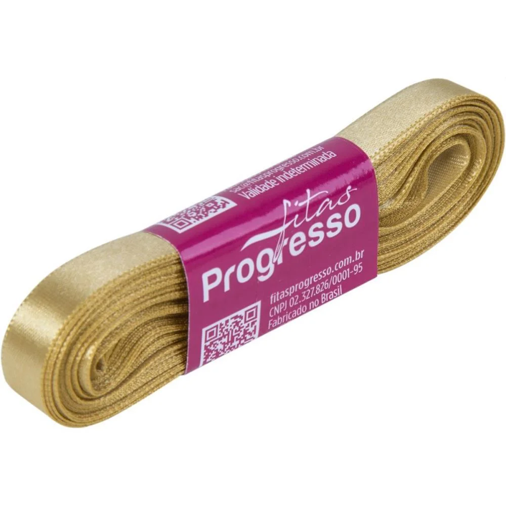 Fita De Cetim 10Mm 10M. Ouro 228 Fitas Progresso - imagem 3