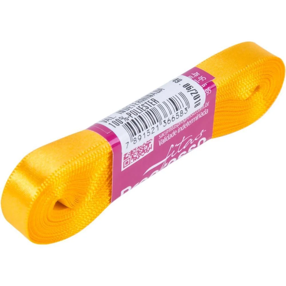 Fita De Cetim 10Mm 10M. Amarelo Ouro 038 Fitas Progresso - imagem 2