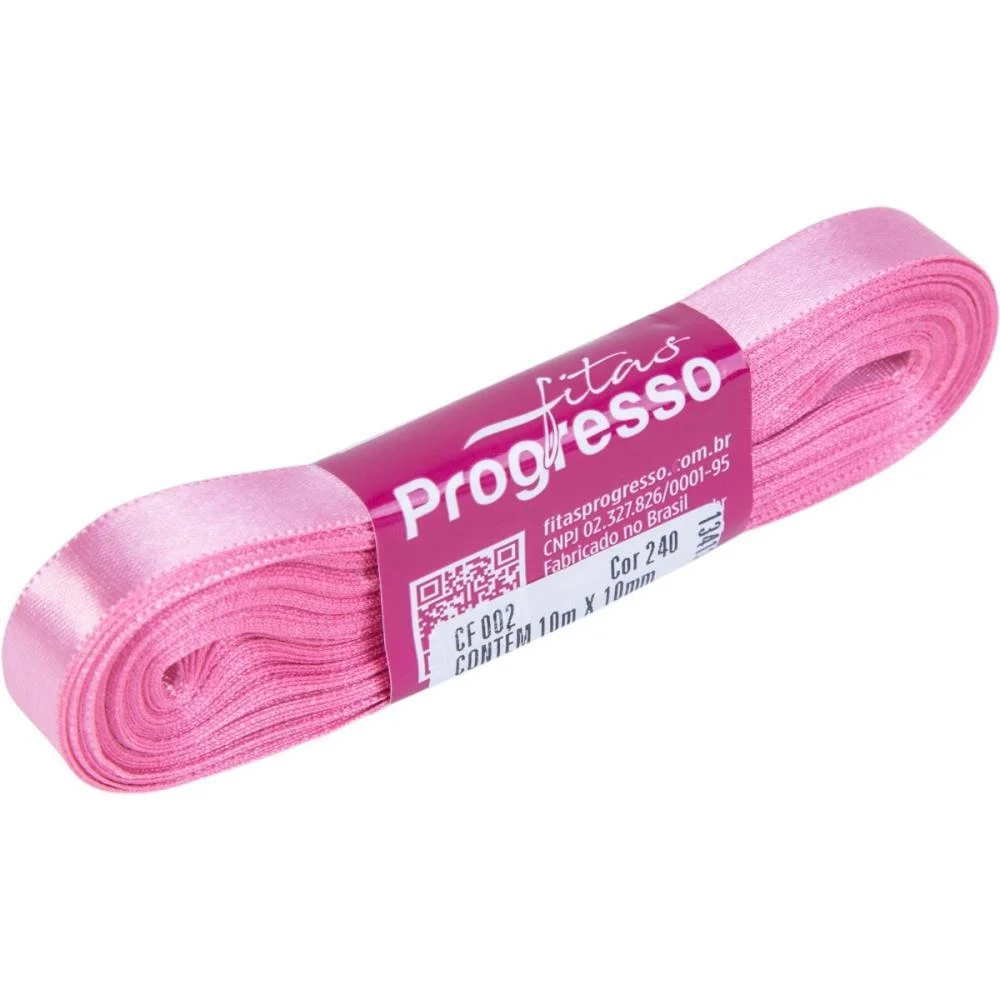 Fita De Cetim 10Mm 10M. Rosa Escuro 240 Fitas Progresso - imagem 2