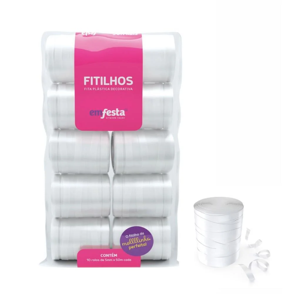 Fitilho 5Mmx50M Branco Emfesta (Pct.c/10) - imagem 3