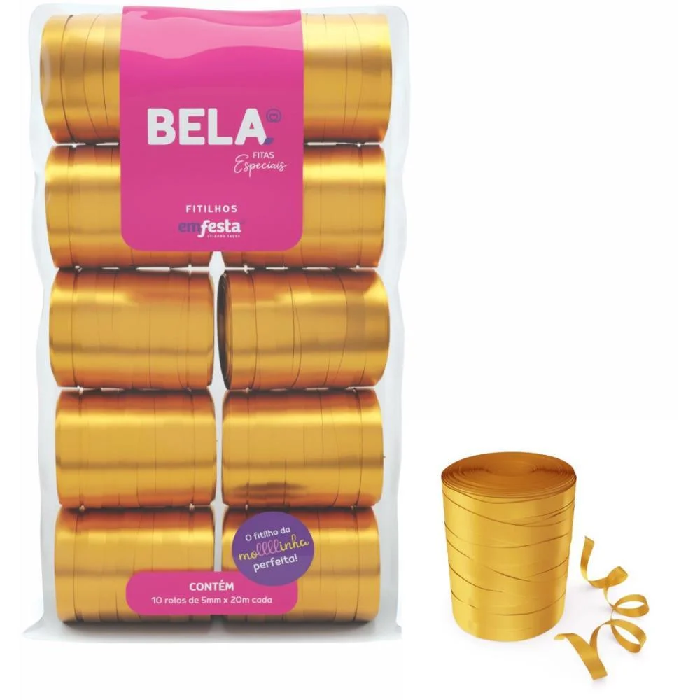 Fitilho 5Mmx50M Dourado Emfesta (Pct.c/10) - imagem 3