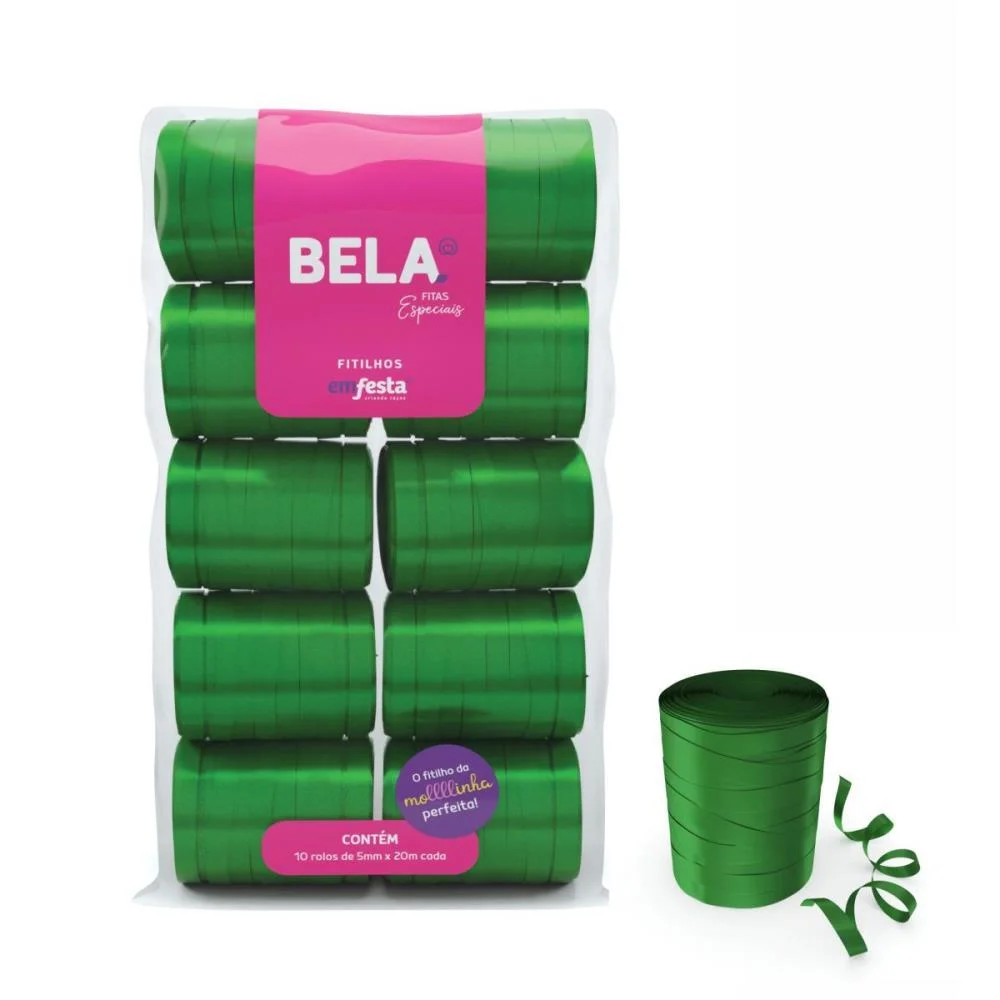 Fitilho 5Mmx50M Verde Escuro Emfesta (Pct.c/10) - imagem 3