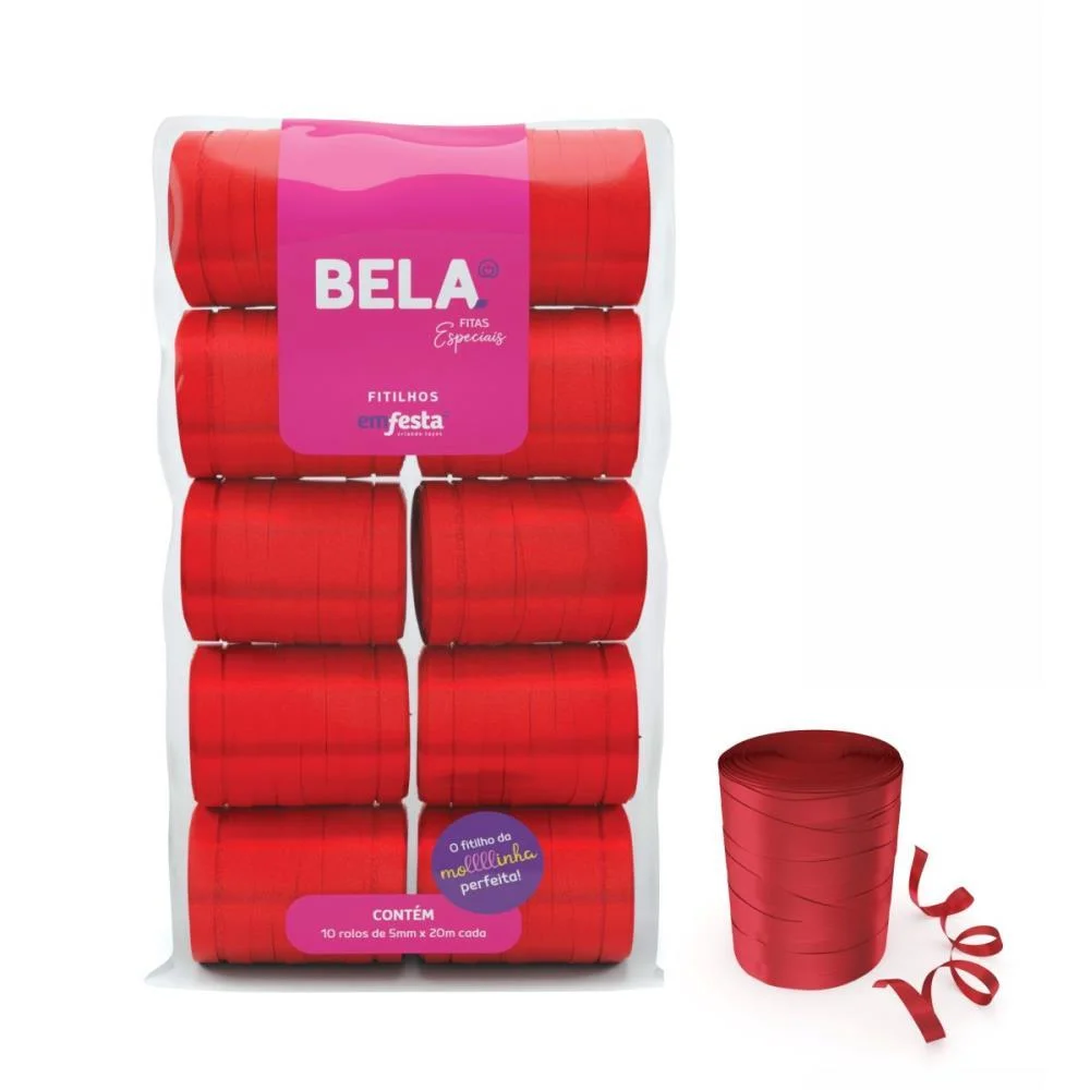 Fitilho 5Mmx50M Vermelho Emfesta (Pct.c/10) - imagem 2