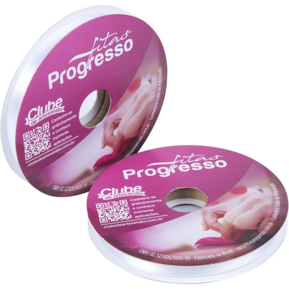 Fita De Cetim 10Mm 50M. Branco 201 Fitas Progresso (Rolo) - imagem 3