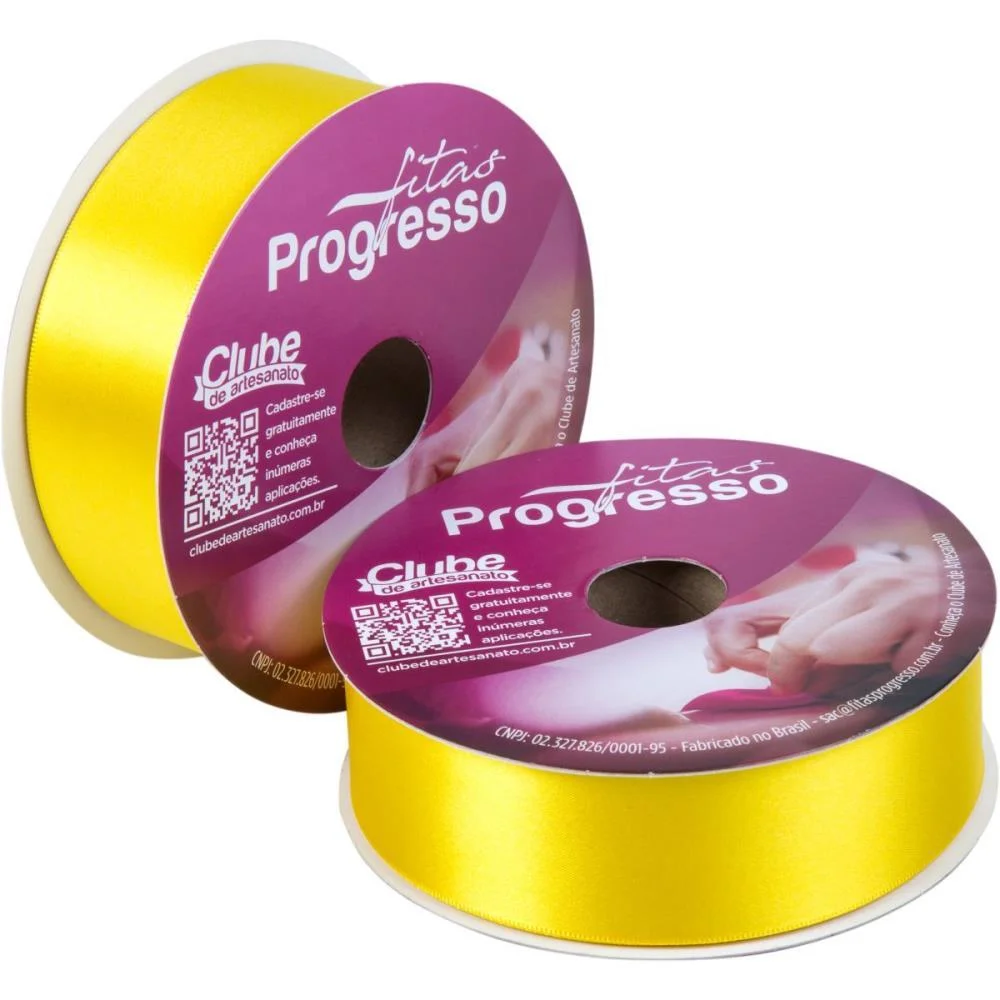 Fita De Cetim 38Mm 50M. Amarelo Gema 763 Fitas Progresso (Rolo) - imagem 2