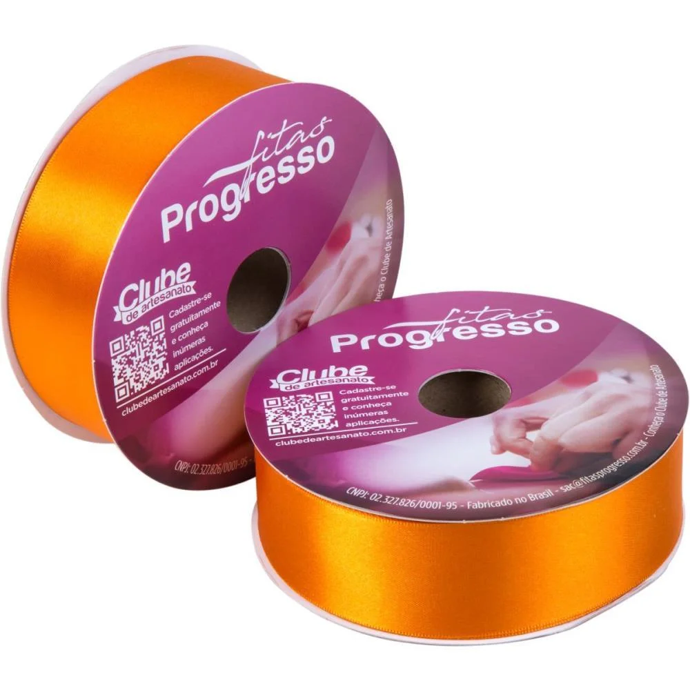 Fita De Cetim 38Mm 50M. Laranja 066 Fitas Progresso (Rolo) - imagem 3