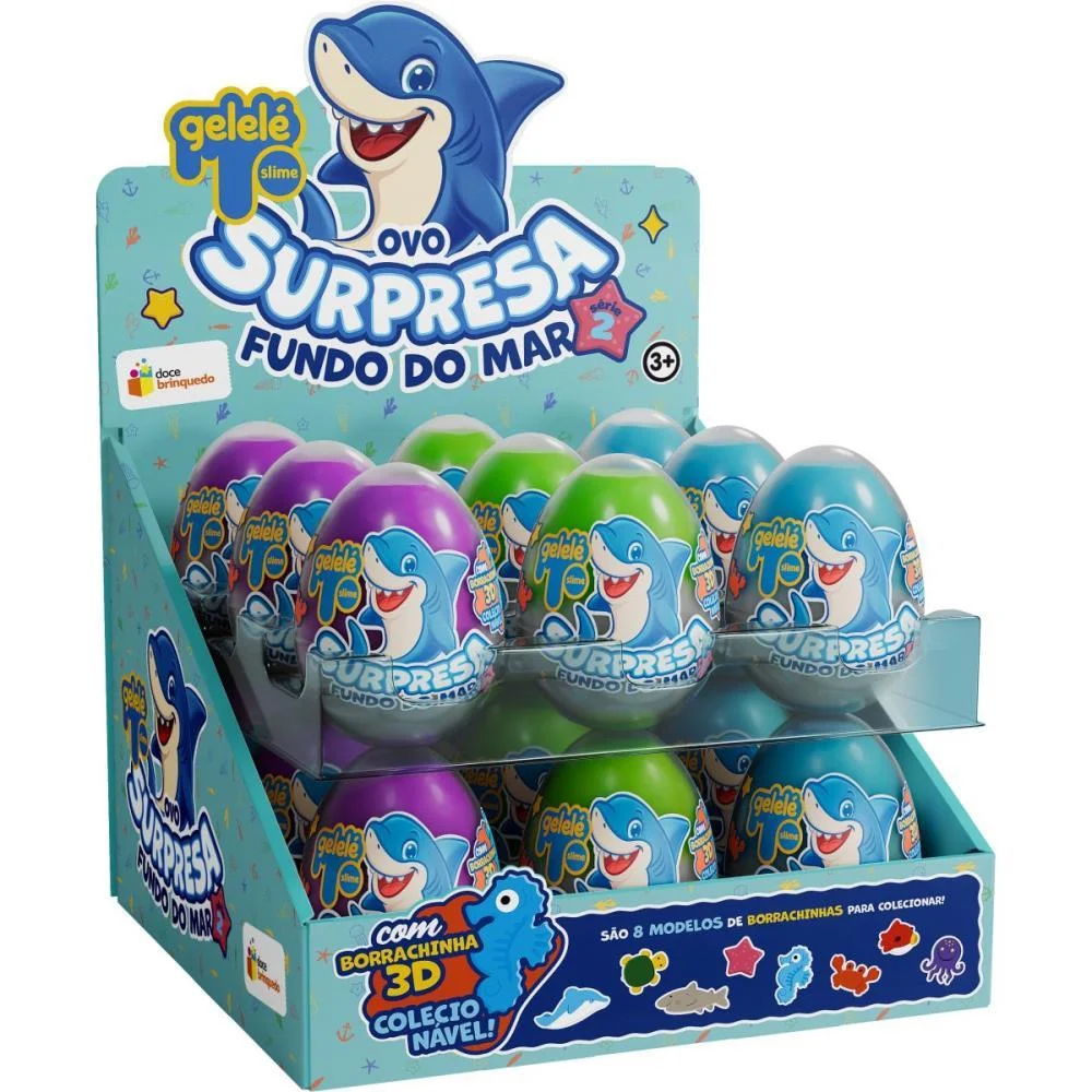 Slime Ovo Surpresa Fundo Do Mar 98G. Doce Brinquedo C/ 18 Unidades - imagem 2