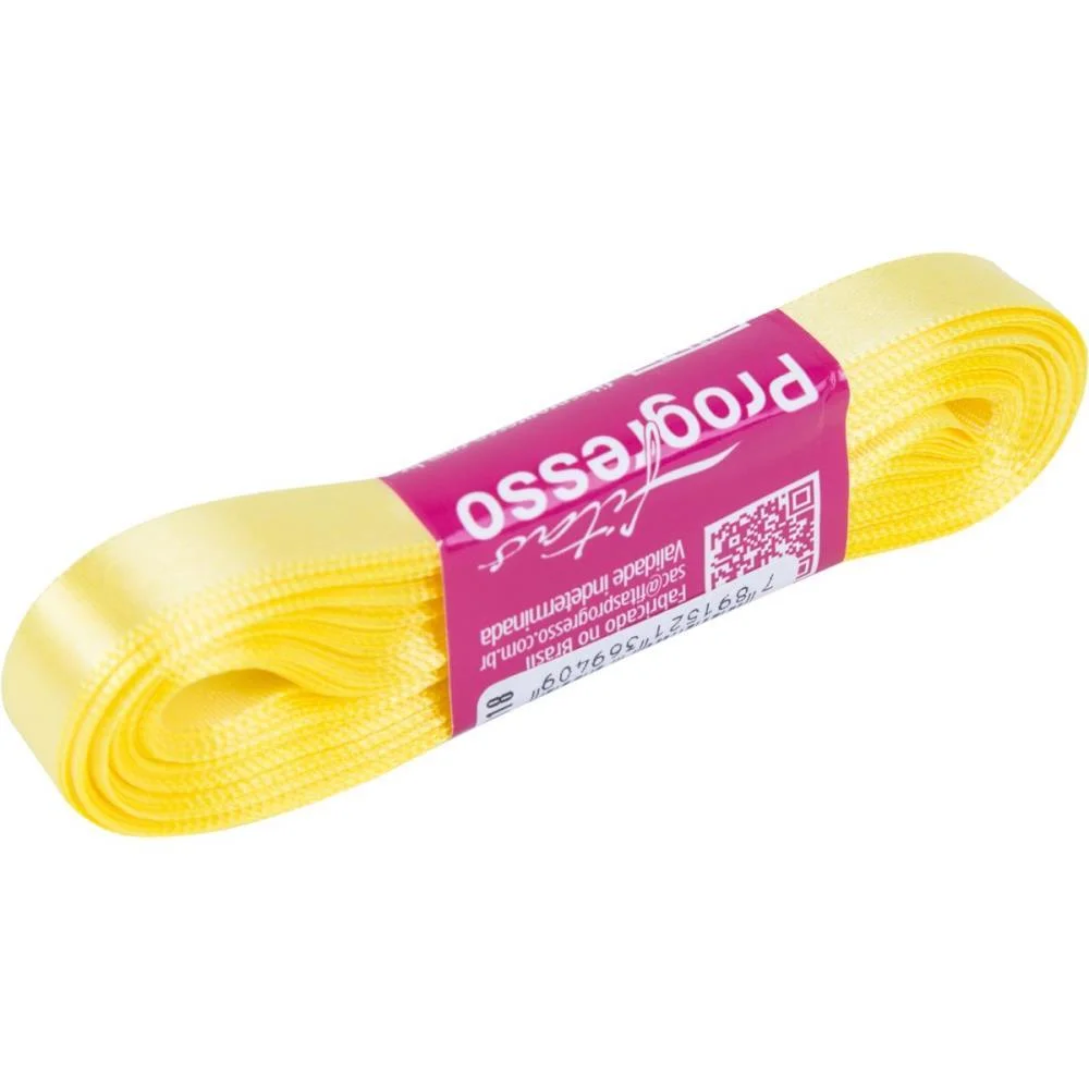 Fita De Cetim 10Mm 10M. Amarelo Canario242 Fitas Progresso - imagem 3