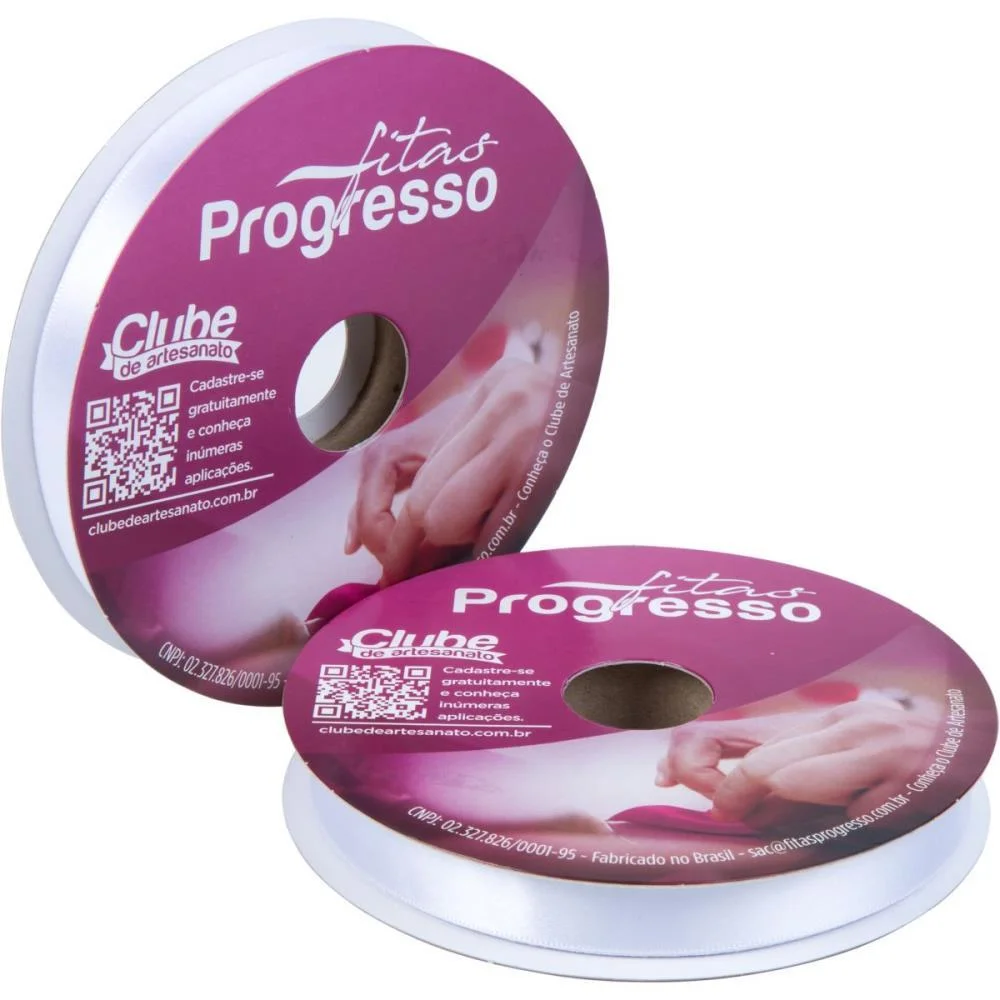 Fita De Cetim 15Mm 50M. Branco 201 Fitas Progresso (Rolo) - imagem 3