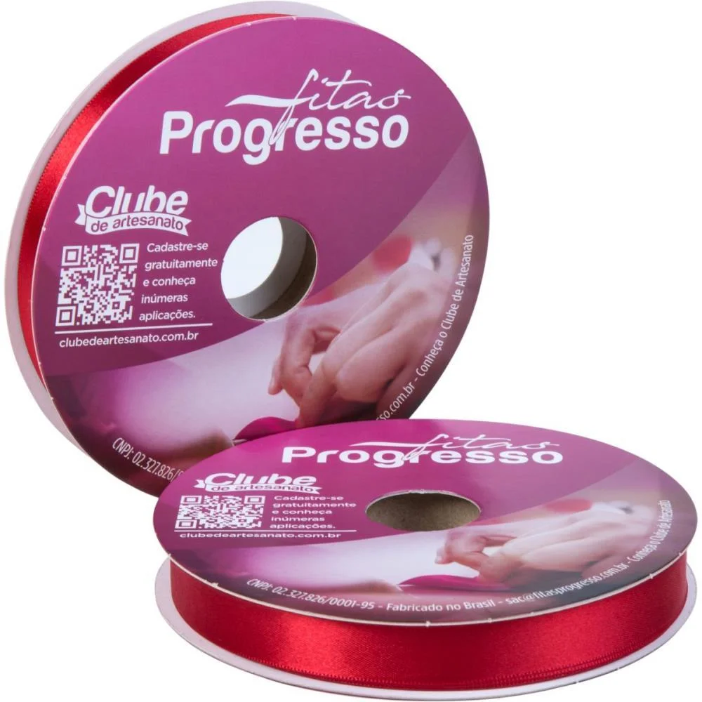 Fita De Cetim 15Mm 50M. Vermelho 209 Fitas Progresso (Rolo) - imagem 2