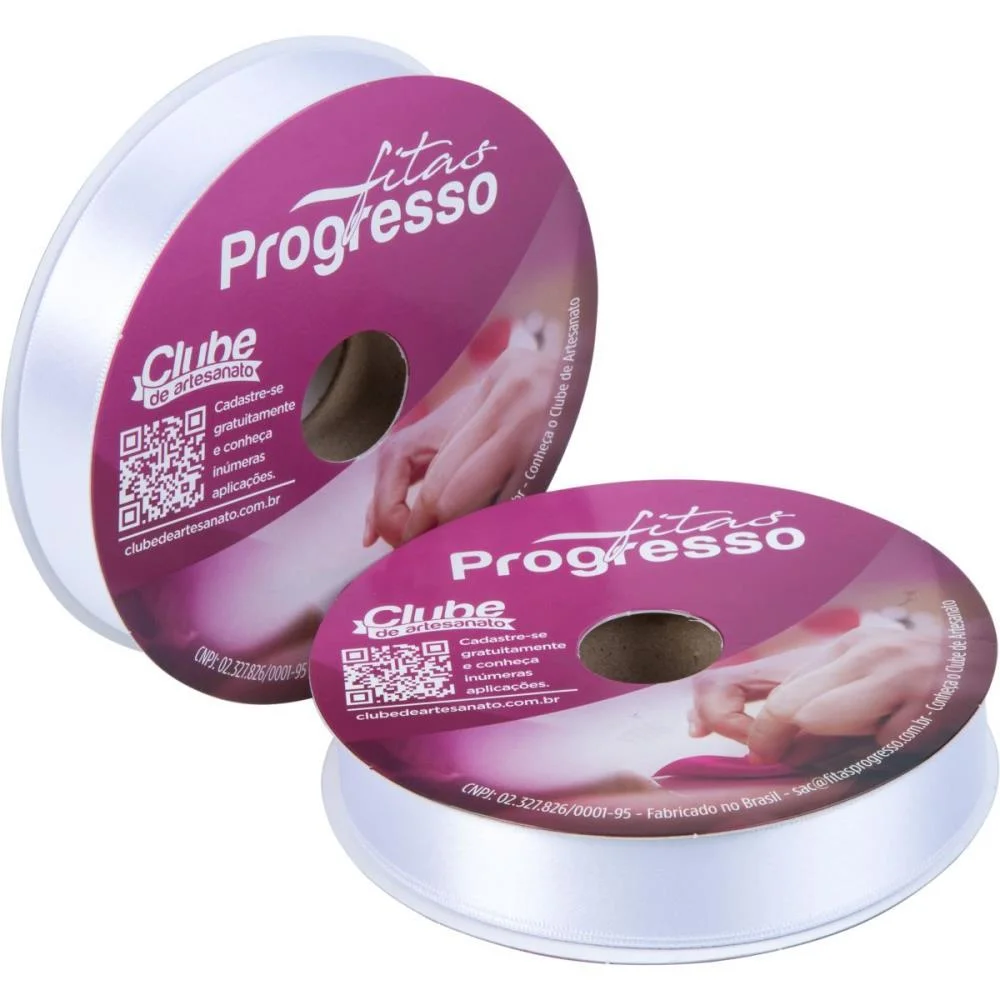 Fita De Cetim 22Mm 50M. Branco 201 Fitas Progresso (Rolo) - imagem 3