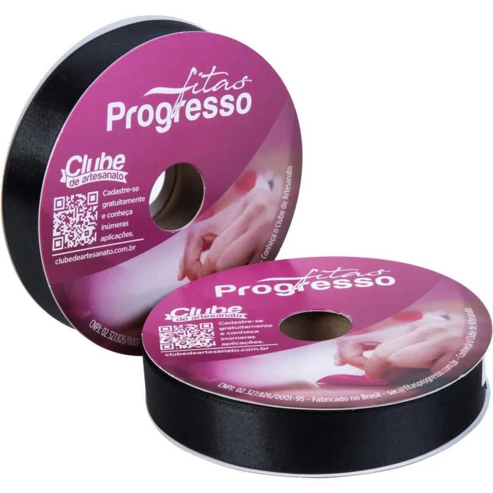 Fita De Cetim 22Mm 50M. Preto 219 Fitas Progresso (Rolo) - imagem 2