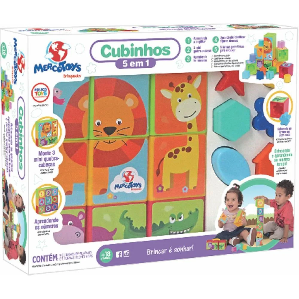 Brinquedo Educativo Cubinhos 5 Em 1 Merco Toys - imagem 9