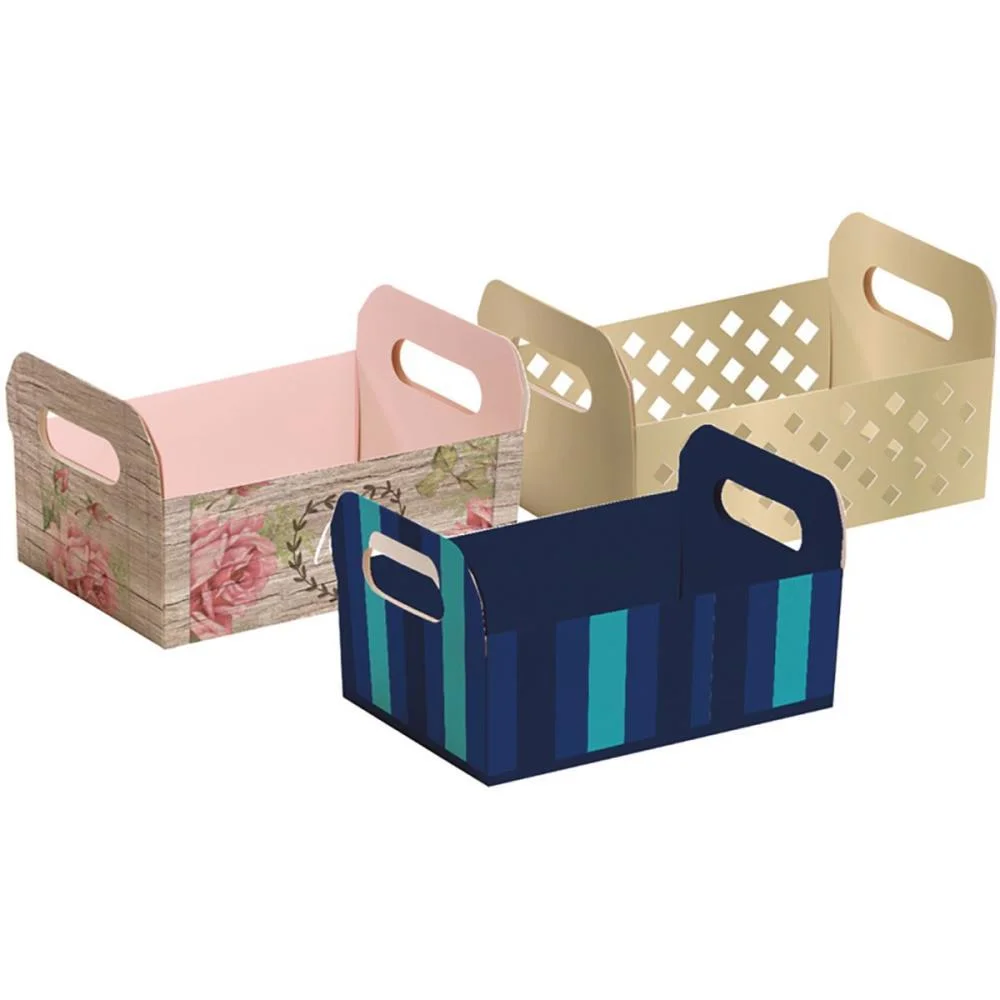 Cesta De Papel Caixote M 22X15X8Cm.decorado Cromus (Pct.c/10) - imagem 2