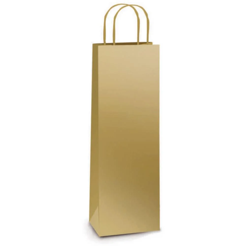 Embalagem Para Garrafa Sacola Lamin.ouro 35X13X8Cm Packpel (Pct.c/10) - imagem 2