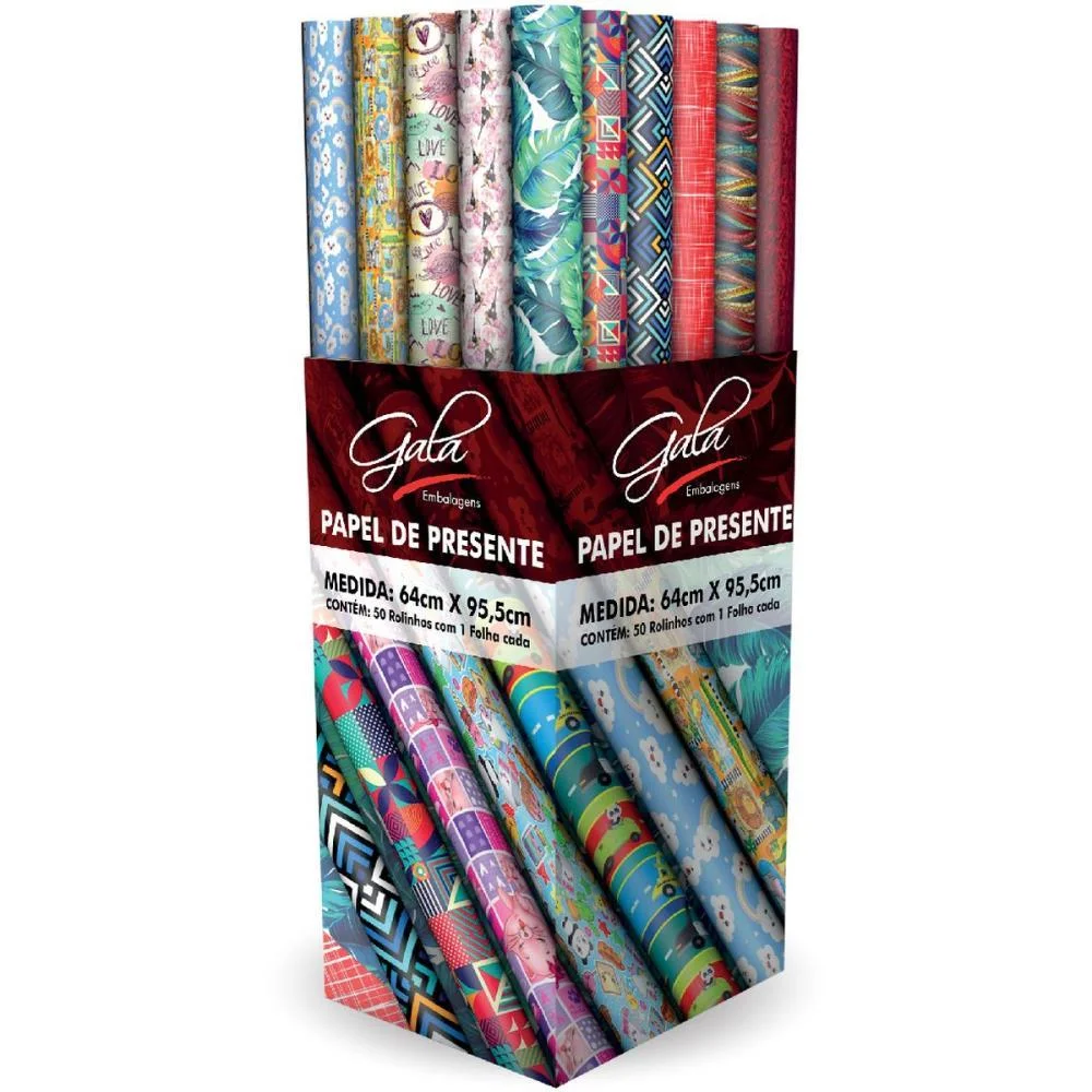 Papel Presente 64X95,5Cm Casual Brilho C/1F Gala Embalagens C/ 50 Unidades - imagem 2