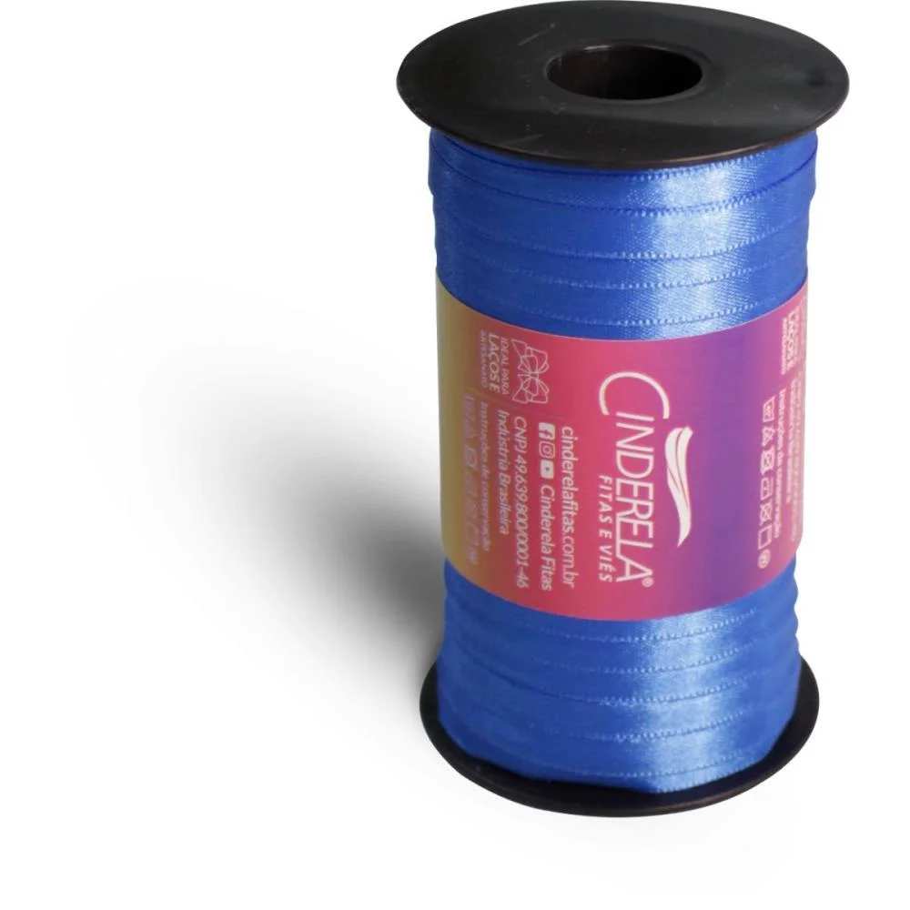 Fita De Cetim 07Mm 100M. Azul Royal Cinderela - imagem 2