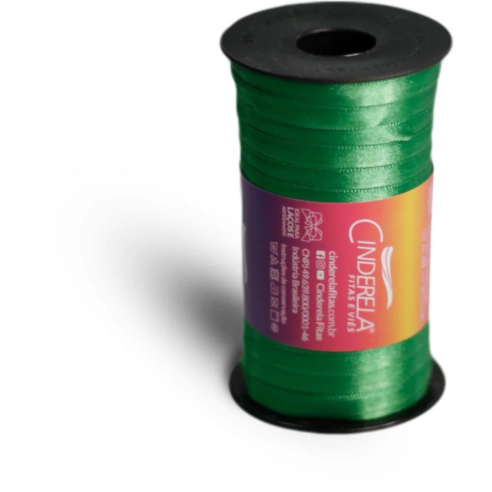 Fita De Cetim 07Mm 100M. Verde Bandeira Cinderela - imagem 2