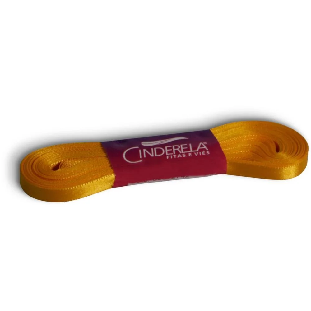 Fita De Cetim 07Mm 10M. Amarelo Ouro Cinderela - imagem 2