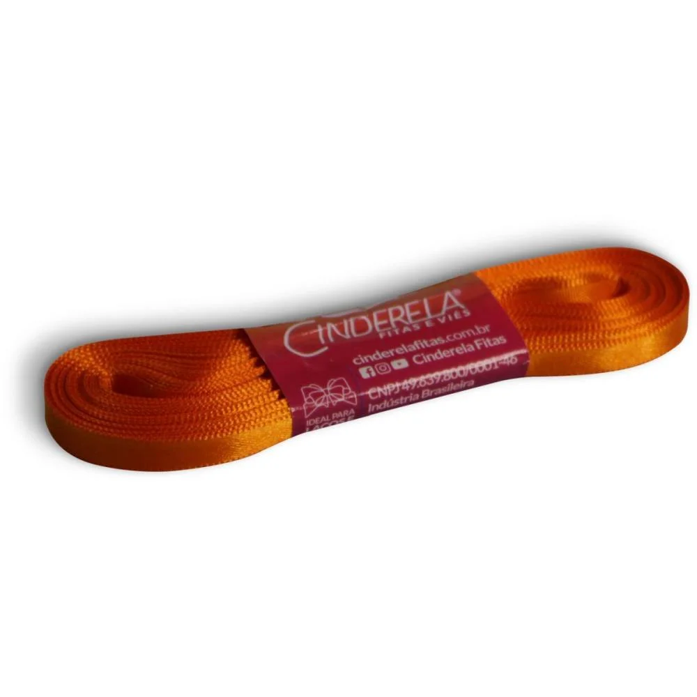 Fita De Cetim 07Mm 10M. Laranja Cinderela - imagem 3