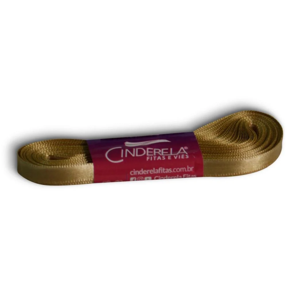 Fita De Cetim 07Mm 10M. Dourado Cinderela - imagem 2