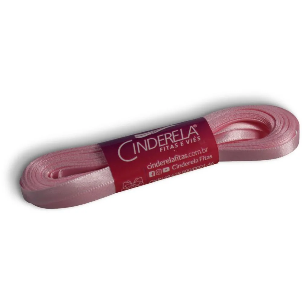 Fita De Cetim 07Mm 10M. Rosa Cinderela - imagem 3