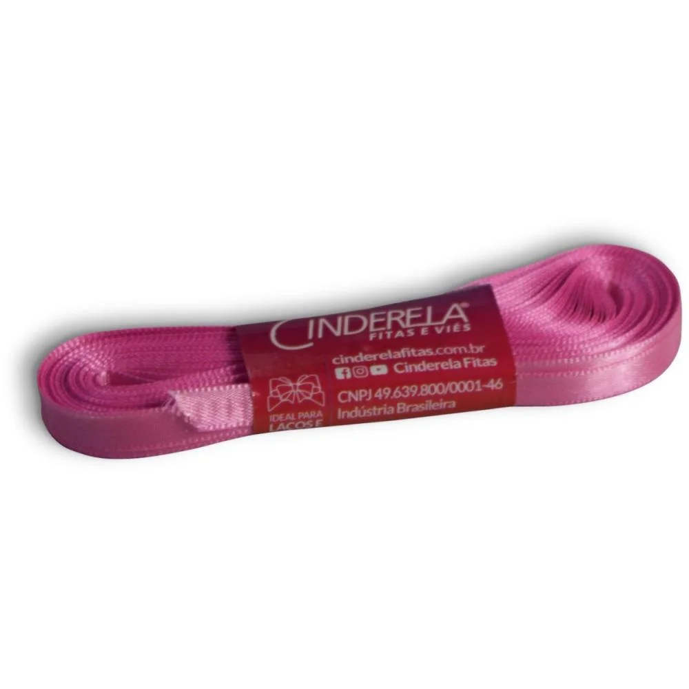 Fita De Cetim 07Mm 10M. Rosa Chiclete Cinderela - imagem 3