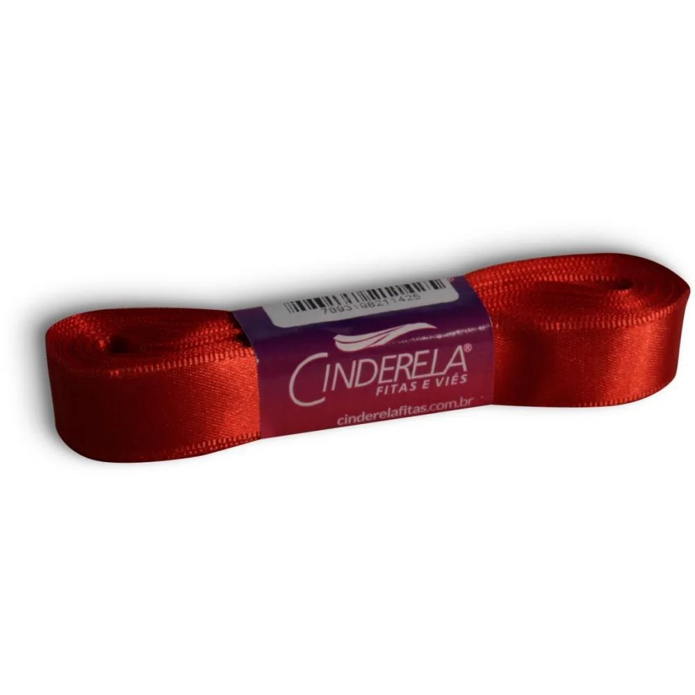 Fita De Cetim 15Mm 10M. Vermelho Paixao Cinderela - imagem 2
