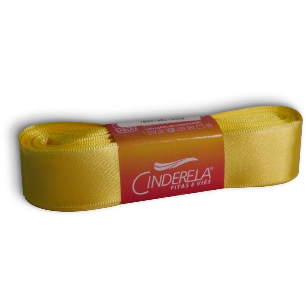 Fita De Cetim 22Mm 10M. Amarelo Canario Cinderela - imagem 3