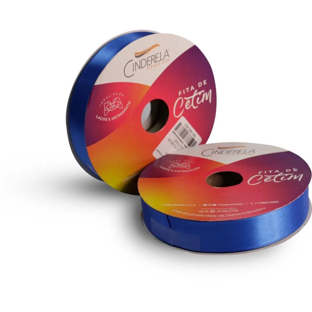 Fita De Cetim 22Mm 50M. Azul Royal Cinderela - imagem 2