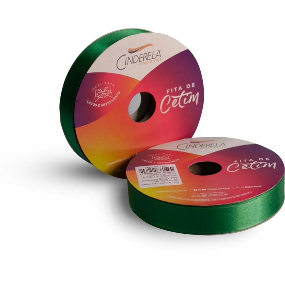 Fita De Cetim 22Mm 50M. Verde Bandeira Cinderela - imagem 2
