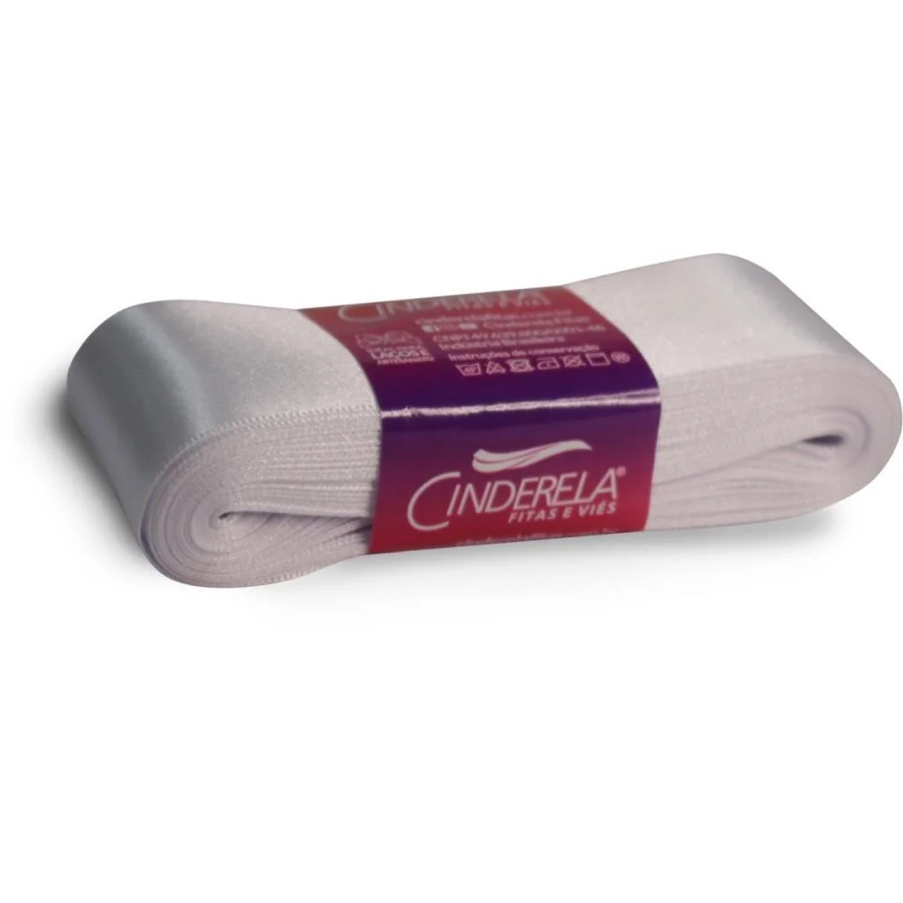 Fita De Cetim 38Mm 10M. Branca Cinderela - imagem 2