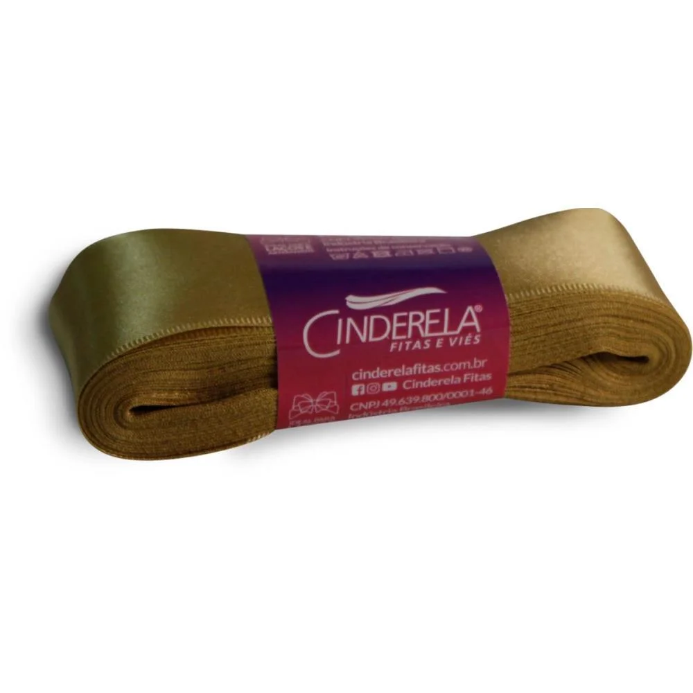 Fita De Cetim 38Mm 10M. Dourado Cinderela - imagem 3