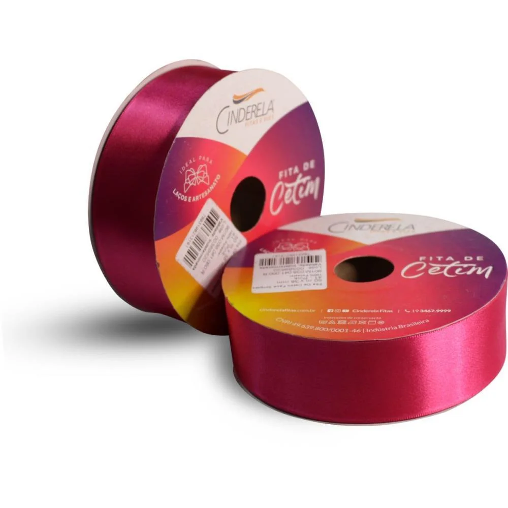 Fita De Cetim 38Mm 50M. Pink Cinderela - imagem 3
