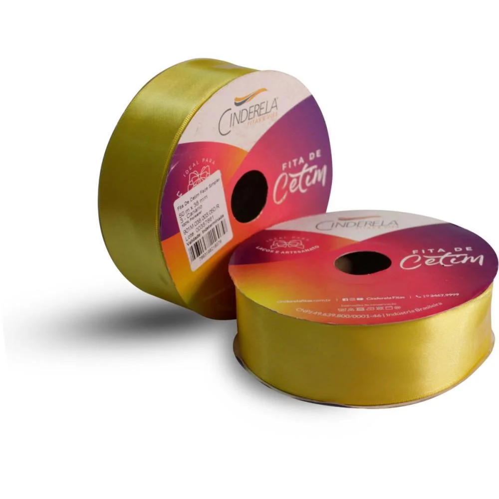 Fita De Cetim 38Mm 50M. Amarelo Canario Cinderela - imagem 2