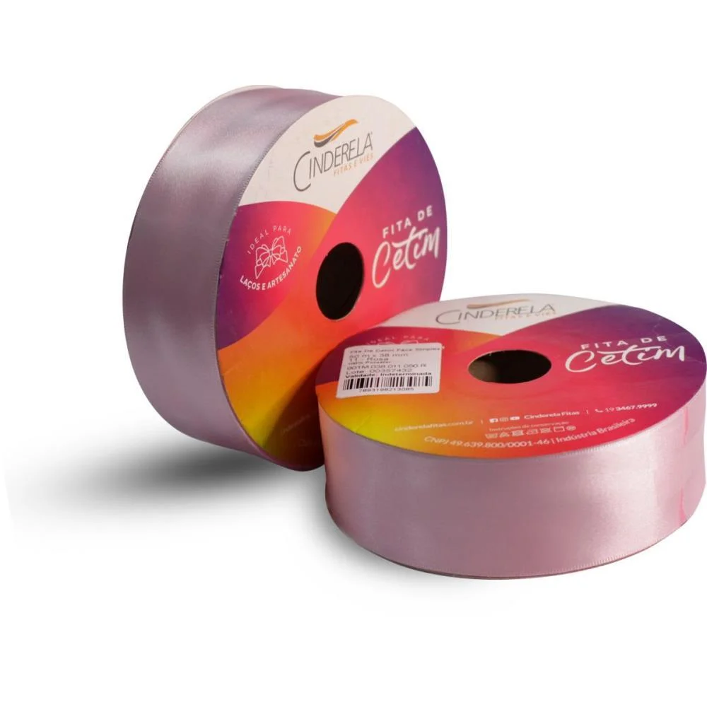 Fita De Cetim 38Mm 50M. Rosa Cinderela - imagem 3