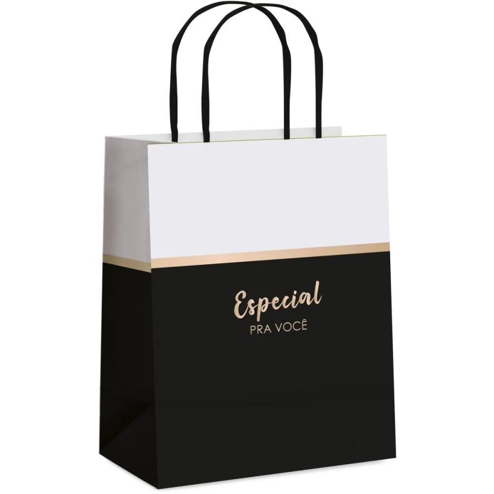 Sacola Para Presente Decorada Maison 32X26,5X13Cm Pt/Br Cromus (Pct.c/10) - imagem 2